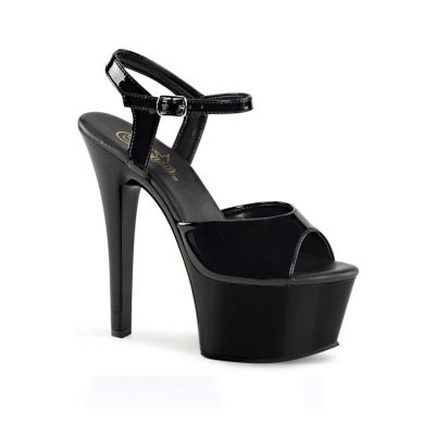 Pleaser Aspire 6 Black Vegan Platforrm Sandal