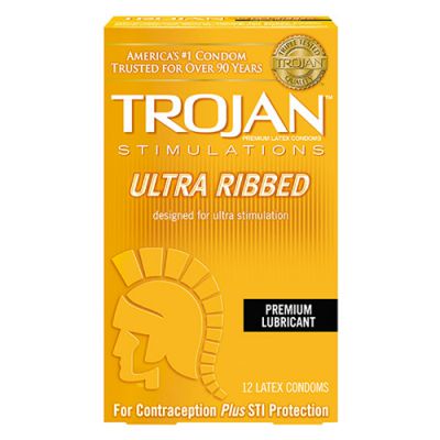 Trojan ultra ribbed lubricated condoms