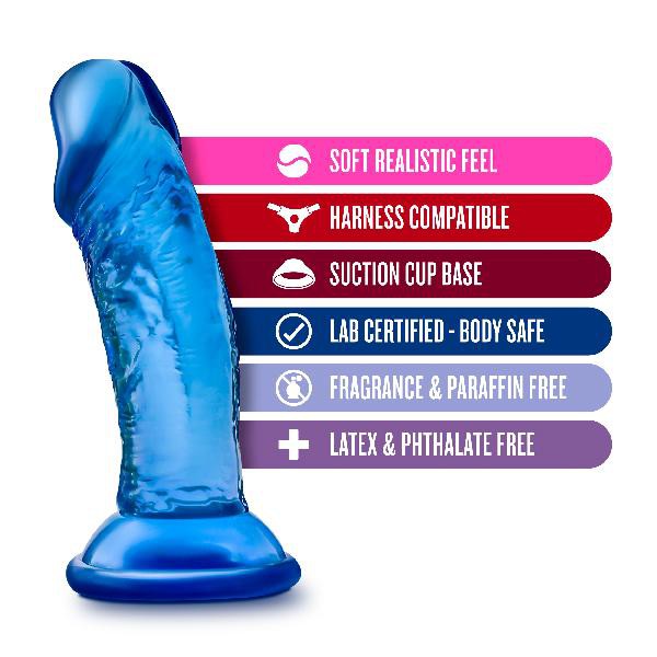 B Yours Sweet N Small Dildo with Suction Cup  4in Blue — image 7 of 7