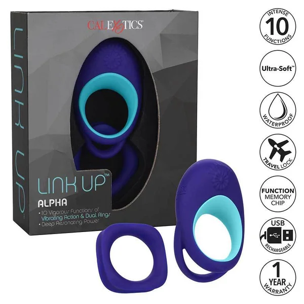 Link Up Alpha Dual Ring Vibrating Cock Ring by Cal Exotics — image 7 of 11