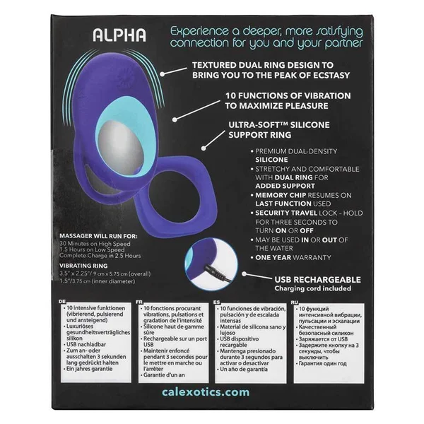 Link Up Alpha Dual Ring Vibrating Cock Ring by Cal Exotics — image 11 of 11
