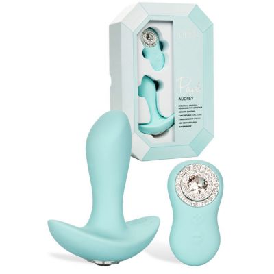 Jopen Audrey Vibrating 3 8 Butt Plug with Crystal Base Remote