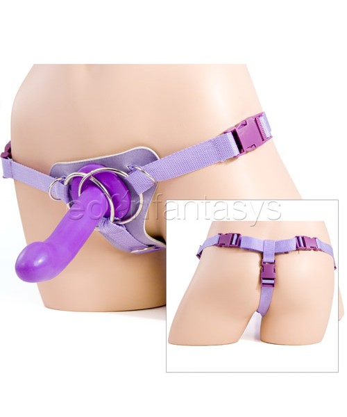 Double-ring harness with dildo