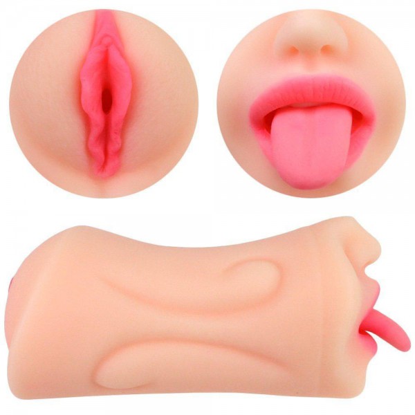 Ultimate Deep Throat Dual Stroker - One End Has a Tight Pussy!
